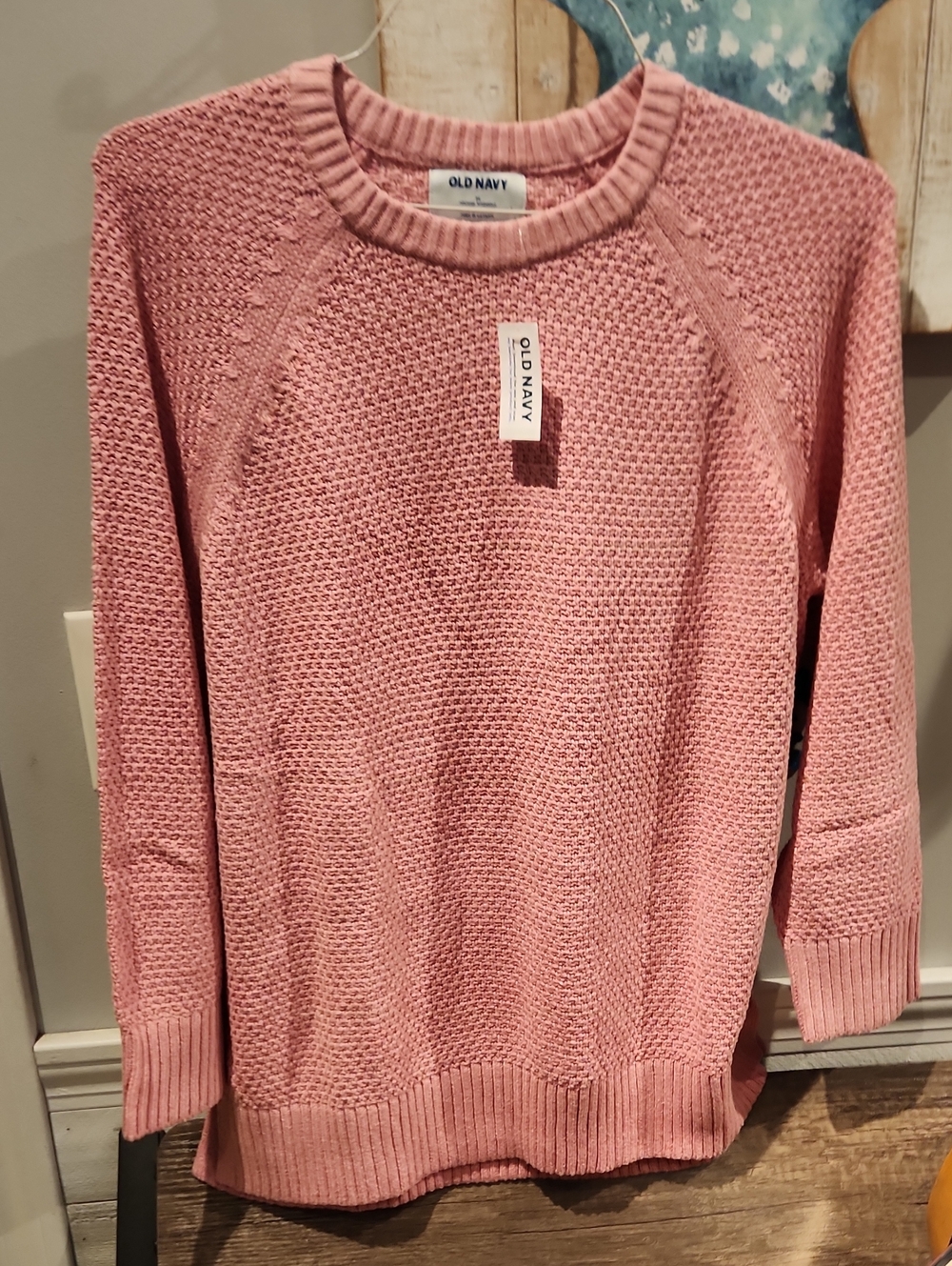 NWT Old Navy Pink Textured Crewneck Sweater Sz M